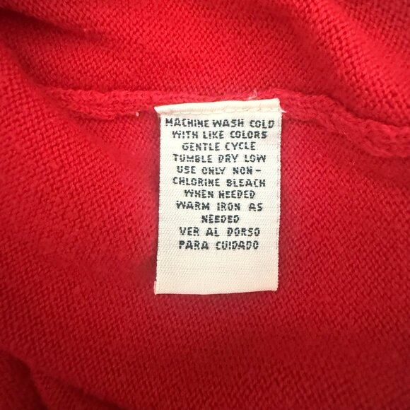 Vintage Yarnworks Red Knit Short Sleeve Sweater Top | Contrast Trim | Size M - Picture 7 of 8